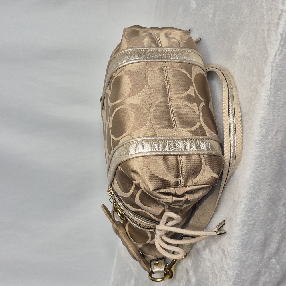 Coach Poppy Metallic Gold and Tan Tote Bag - Picture 6 of 17